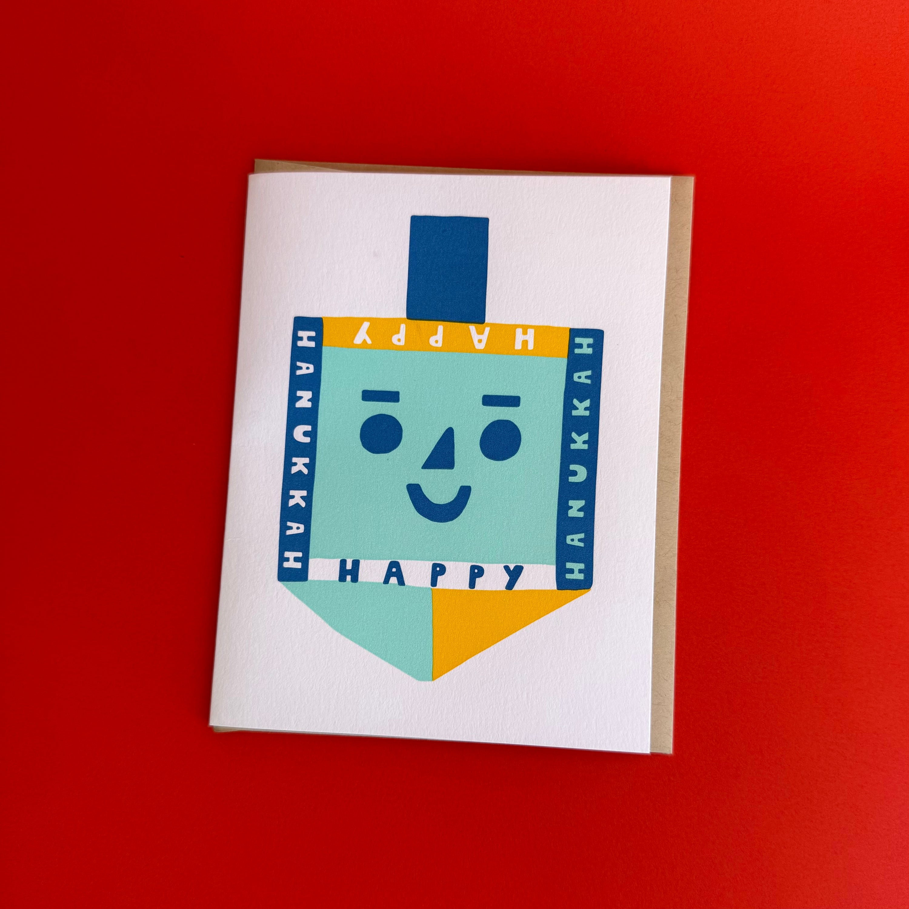 Happy Hanukkah Dreidel Letterpress Greeting Card