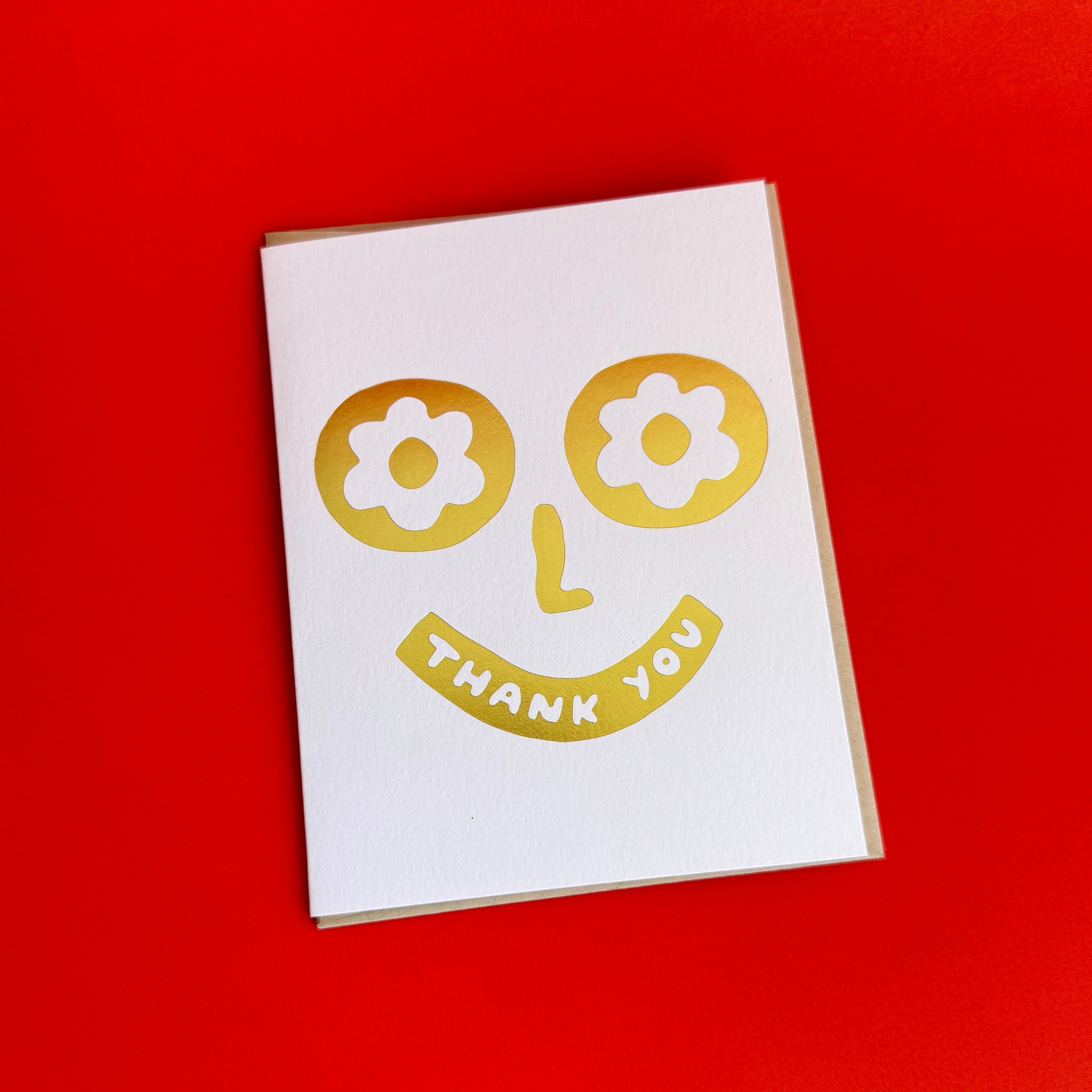 Thank You Silly Face Letterpress Greeting Card