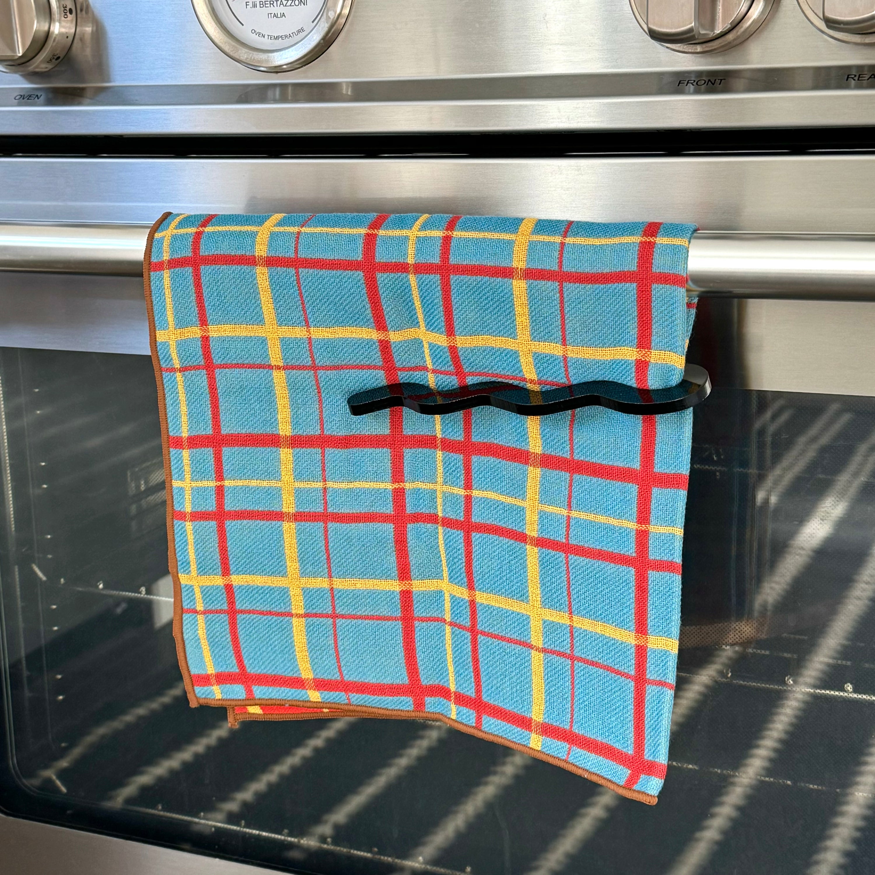 Imabari Towel- Light Blue + Red Plaid with Smoke Pin